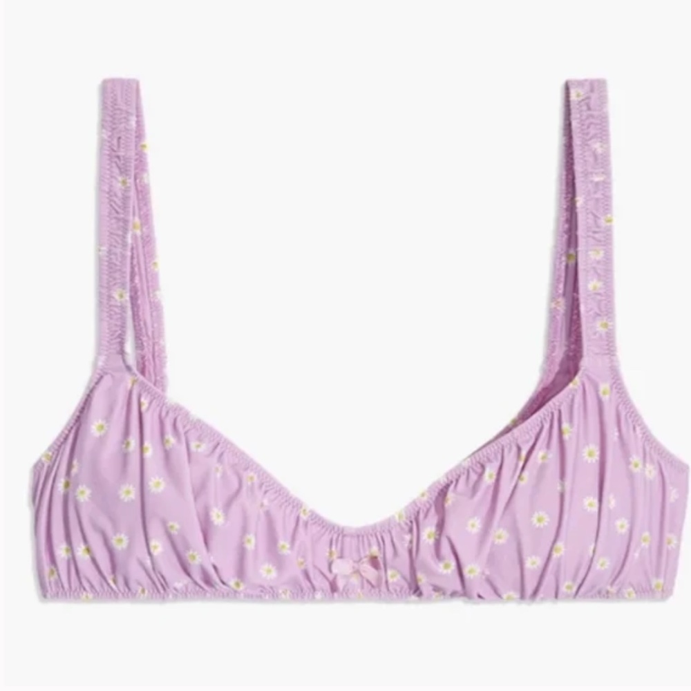 WeWoreWhat Scrunchie Daisies Bikini Top